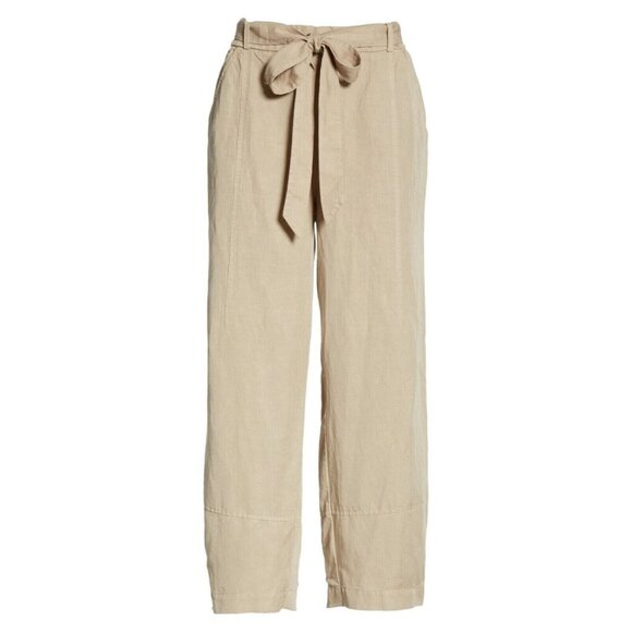 Eileen Fisher Large Khaki Tencel Linen Ankle Pant Tie Waist EUC - Picture 1 of 6